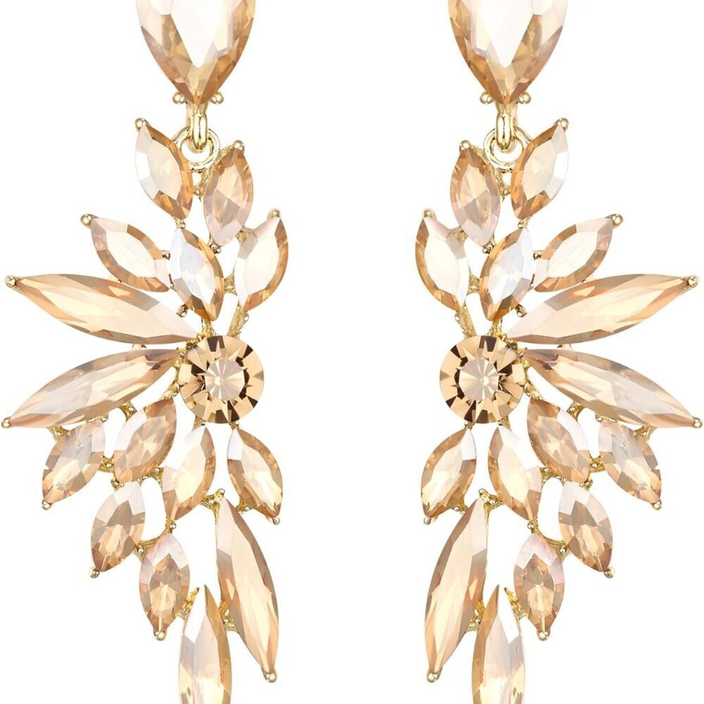 Women's Bridal Crystal Dangle Earrings Marquise Cluster Elegant Gift